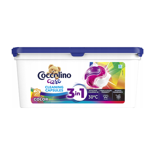 Coccolino Care Color 3in1 Mosókapszula 27 db – Színes Ruhákhoz, Tisztítás, Ápolás és Színvédelem
