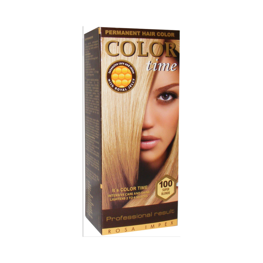 Color Time 100 Super Blonde Tartós Hajfesték – Világosító Hajfesték Royal Jelly Ápolással