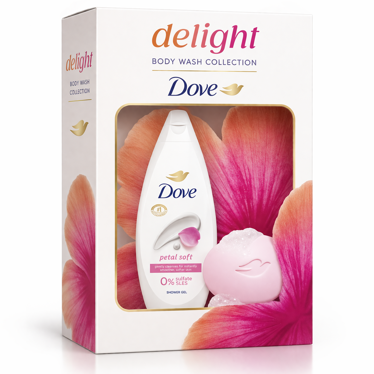 Dove Delight Petal Soft tusfürdő ajándékcsomag tusfürdő és szappan