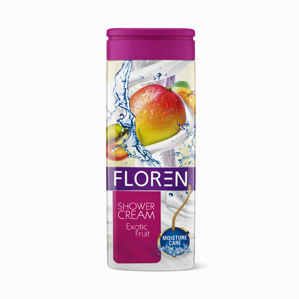 Floren Exotic Gyümölcs Tusfürdő 300 ml – Trópusi illatú hidratáló shower cream, friss és üde bőrért