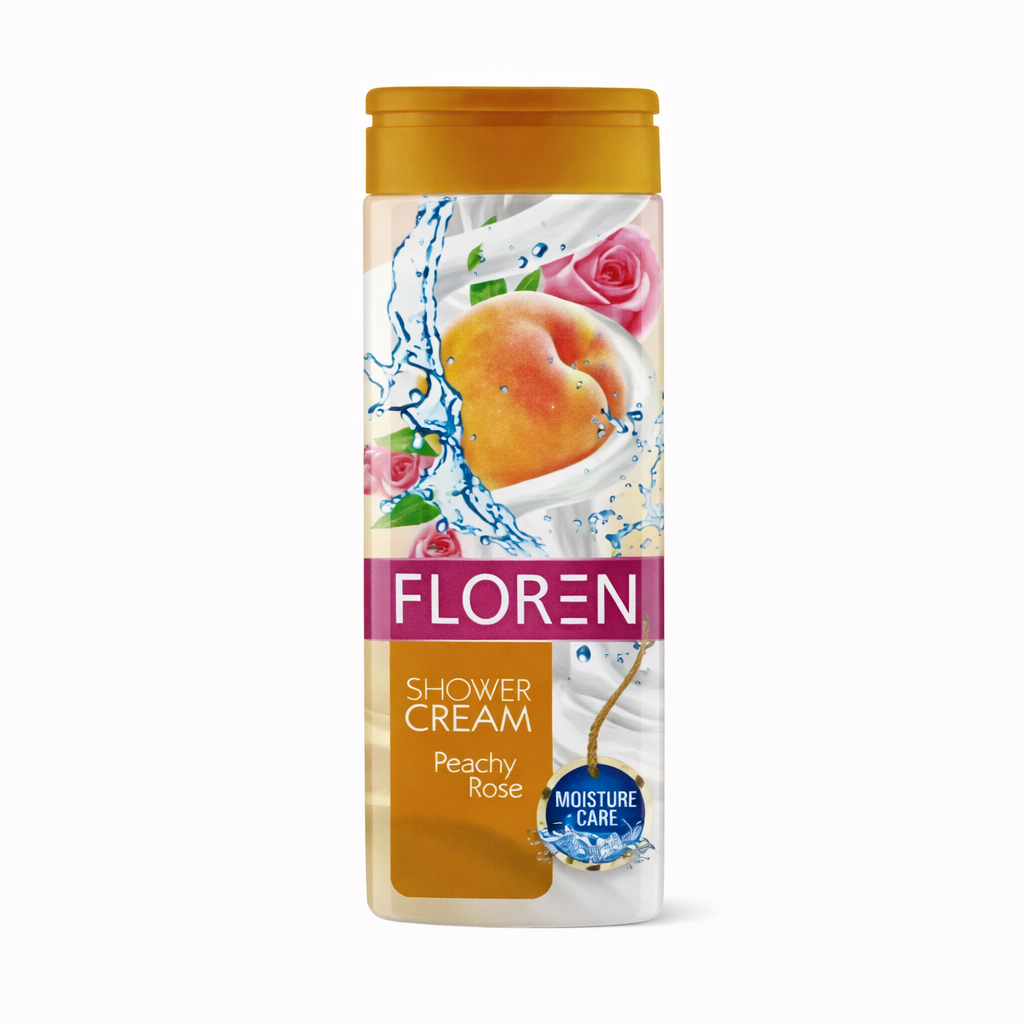 Floren Peach & Rose Tusfürdő 300 ml – Őszibarack és rózsa illatú hidratáló shower cream