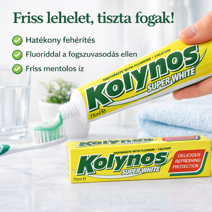 Kolynos Super White Fogkrém 75 ml – Ragyogó Fehér Mosoly és Friss Lehelet