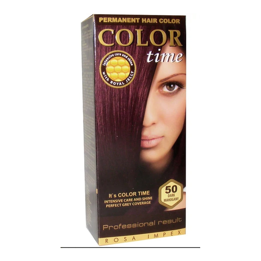 Color Time 50 Dark Mahogany Hajfesték – Mély Mahagóni Árnyalat, Tartós Őszfedés, Intenzív Ápolás