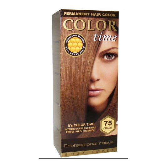 Color Time 75 Caramel Hajfesték – Meleg Karamell Árnyalat, Tartós Őszfedés, Royal Jelly Ápolással
