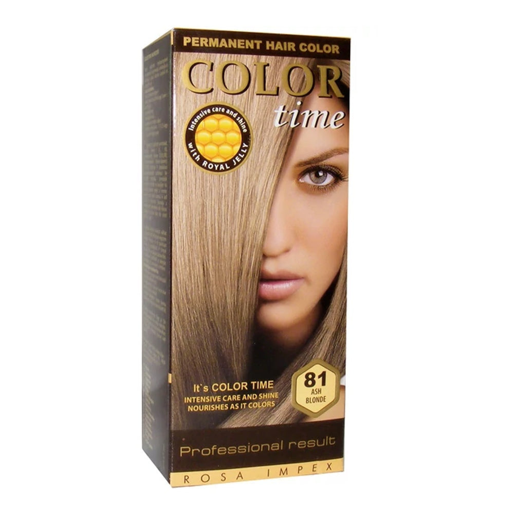 Color Time 81 Ash Blonde Hajfesték – Hamvas Szőke Árnyalat, Tartós Őszfedés, Royal Jelly Ápolással
