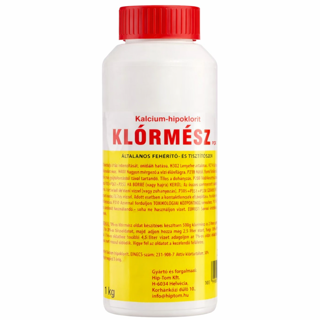 Hip-Tom klórmész (kalcium-hipoklorit) 1 kg – Erős fertőtlenítő és fehérítő por
