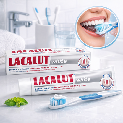 Lacalut White Fogkrém 75 ml – Fogfehérítő Hatás, Erős Zománc és Egészséges Mosoly