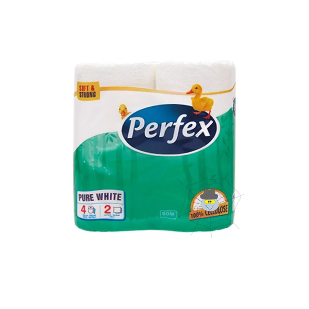 Perfex Pure White papírtörlő 4 tekercs – 2 rétegű, 100% cellulóz, extra nedvszívó
