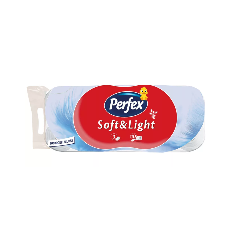 Perfex Soft & Light toalettpapír 10 tekercs – 3 rétegű, 100% cellulóz, puha és erős