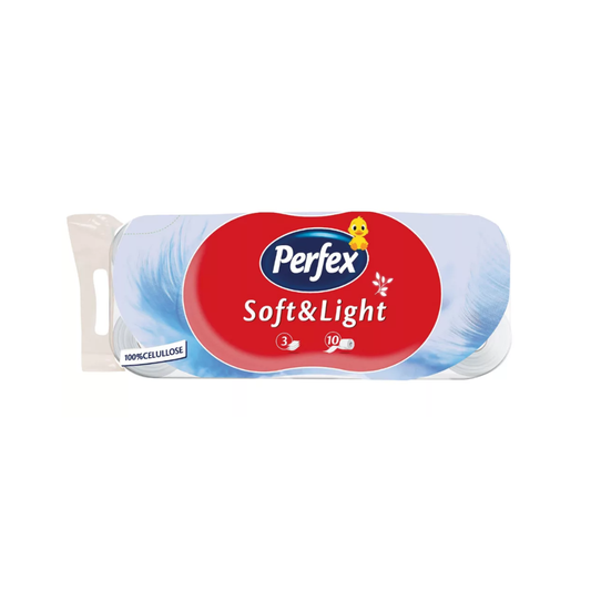 Perfex Soft & Light toalettpapír 10 tekercs – 3 rétegű, 100% cellulóz, puha és erős