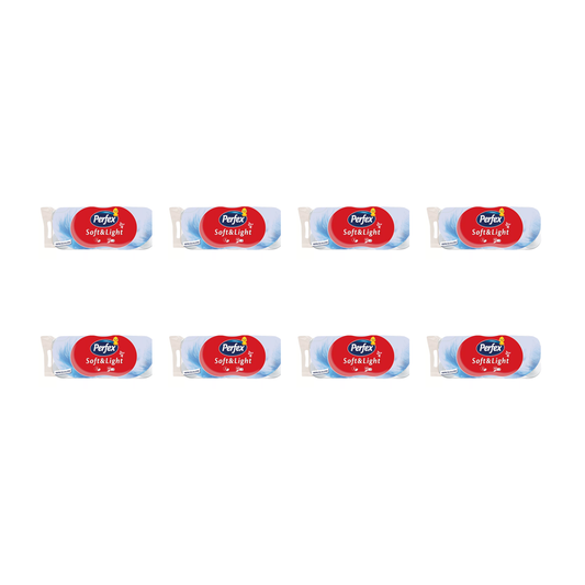 Perfex Soft & Light toalettpapír 8 csomag (összesen 80 tekercs) – 3 rétegű, 100% cellulóz, puha és erős