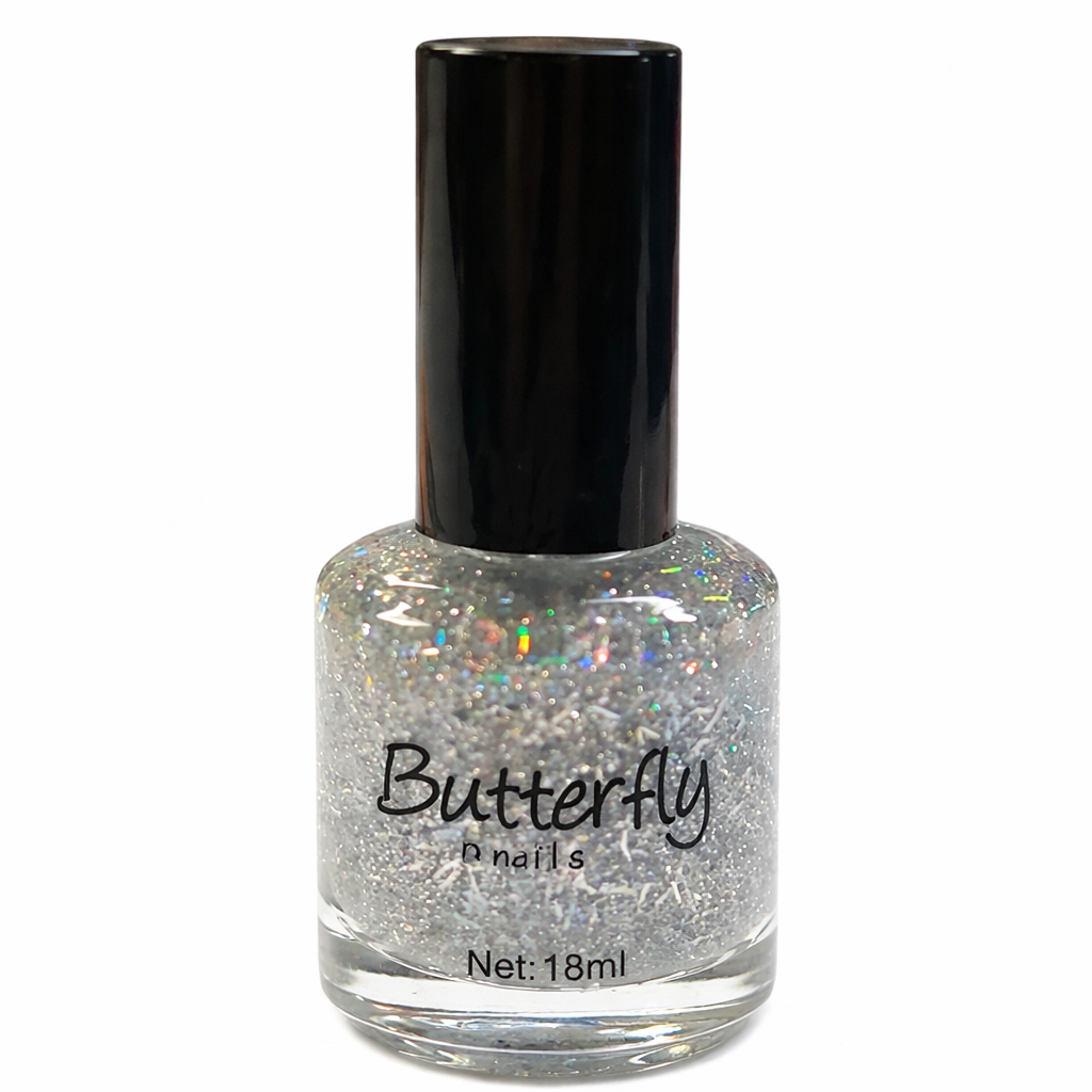 Butterfly Nails körömlakk  Ezüst holografikus csillámos 18 ml